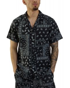 REBEL MINDS Paisley V2 Camp Shirt 341-732BLK - Shiekh