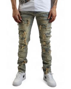 FBRK Schizo Distressed Splatter Jeans 133072-TBL - Shiekh