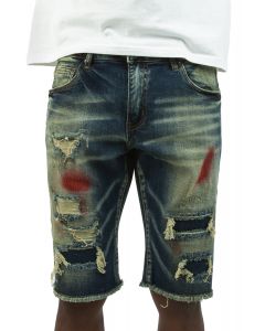 Pierre Patch Denim Shorts Indigo Tint