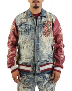 Grandeur Varsity Jacket  Blue toast