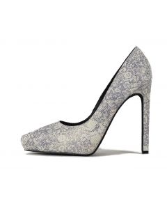 Jeffrey Campbell: Ouzel Grey Gold Snake High Heels GREY/GOLD