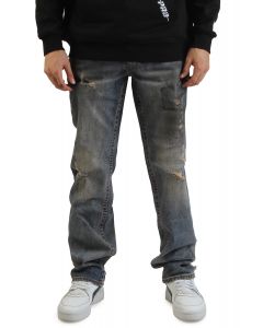 Ricky Big T Straight Jean 34 Warm Sand Med Wash With Rips