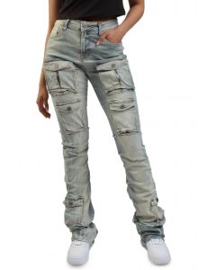 High Rise Utility Stacked Jean Seville Blue