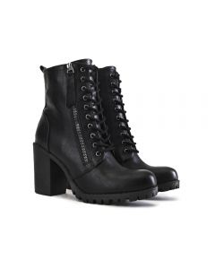 Low-Heel Lace-Up Boot Malia-S Black