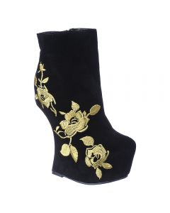 Women's Platform Missing Wedge Boot 107 Black/Gold