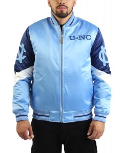NCAA North Carolina Tar Heels Light Blue Carolina Blue Throwback Vintage Heavyweight Satin Full-Zip Jacket Columbia Blue