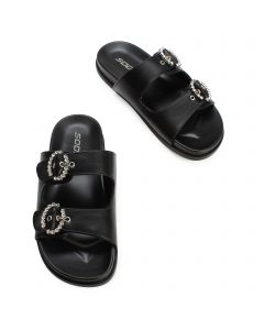 Esmond Double Strap Slide Black