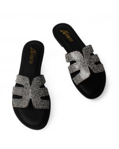 Ivana-1 Rhinestone Sandal  Black