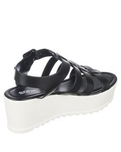 Enya-H Wedge Sandals Black/White