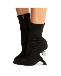 Raffi-2 Bedazzled Skull Bootie Black