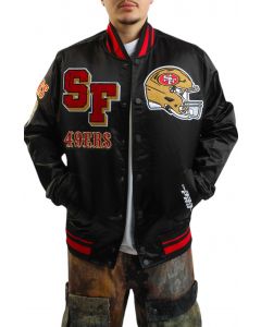 49ers LUXE Satin Jacket Black