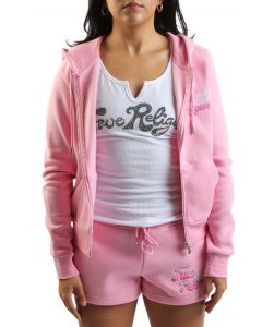 TRUE RELIGION VELOUR LUREX BIG T ZIP HOODIE 208373-1001 - Shiekh