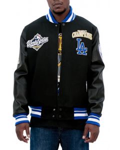 MLB LOS ANGELES DODGERS WORLD SERIES 2025 WOOL VARSITY JACKET Black