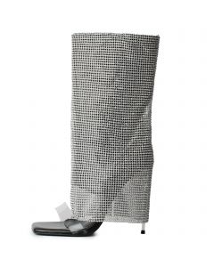 Shadow-01 Open Toe High Heel Boot Black