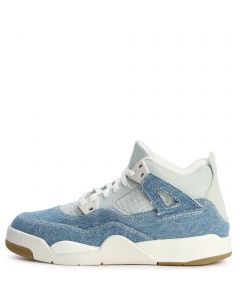 Pre-School Jordan 4 Retro "Worn Blue Sail/Worn Blue-Metallic Gold
