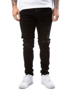 Maurice Knee Zip Moto Jeans Jet Black