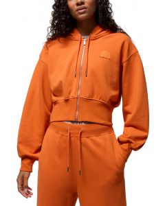 Flight Fleece Cropped Satin-Lined Hoodie Starfish/Campfire Orange