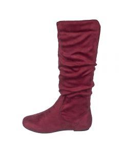 Mid-Calf Flat Boot Kalisa-89 Red Red