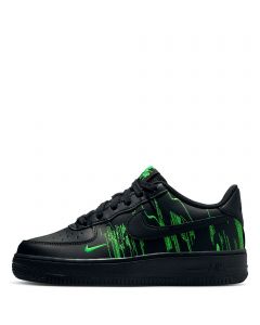 Grade-School Nike Air Force 1 LV8 4 Black/Black-Green Strike-Vivid Purple