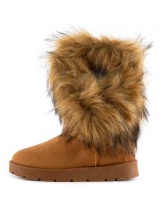 Ada Faux Fur Booties Tan Black