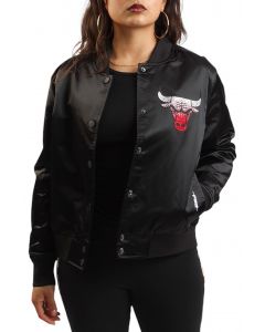NBA Chicago Bulls Jewels Satin Jacket  Black