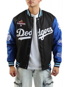 MLB Los Angeles Dodgers Twill World Series Champs Jacket Black/Royal