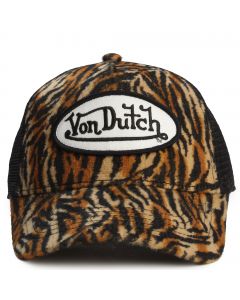 Tiger Stripe Velvet Trucker  Brown