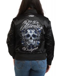 MLB Los Angeles Dodgers Eternal Skull Satin Jacket  Black