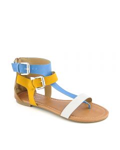 Grayson-05 Thong Sandal Blue/Mustard/White
