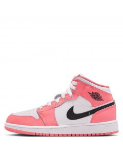 Grade-School Air Jordan 1 Mid Pink Gaze/Black-White