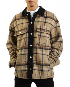 Plaid Denim Combo Shacket Black/Tan