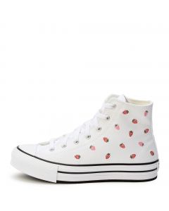 Grade-School Chuck Taylor All Star EVA Lift Platform Embroidered Strawberries White/Soft Red/Watermelon Pink