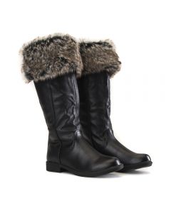 Kids Montesori-01K Fur Leather Boot BLACK