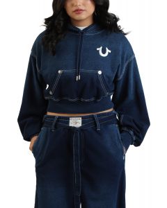 Big T Buddha Crop Zip-Up Hoodie Blue