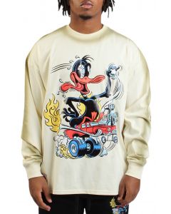 Looney Tunes Hot Rod Daffy Long Sleeve T-shirt  Eggshell