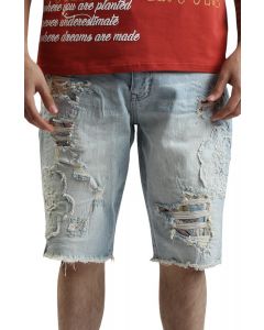 Palermo Cut out Denim Shorts Blue