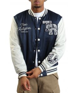 Good Life Varsity Bomber Jacket Dress Blue/Winter White