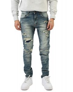SMOKE RISE Gail Lightning Wash Jeans JP23509SK-CLY-BLU - Shiekh
