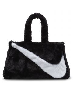 Sportswear Faux Fur Tote (10L) Black/Black/White
