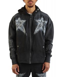 Dream State Star Studs Zip-Up Hoodie  Black