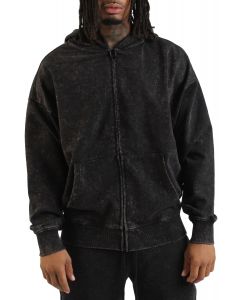 Cropped Fz Zip-Up Hoodie Mineral Washed Acid Black