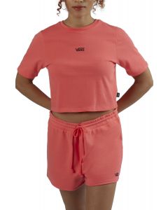 Flying V Sport Crop Crew Tee Coral Pink