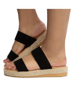 Superb-03S Two Band Sandals Black
