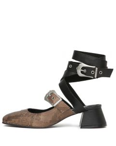 Free People Talula Black/Snake Block Heel Black