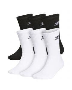Trefoil Crew Socks 6 Pairs Black/White