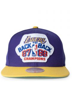 Mitchell And Ness Mens NBA Lightning Hook Los Angeles Lakers Snapback Hat  6Hsssh21005-Lalblck Black/Grey, Yellow Brim