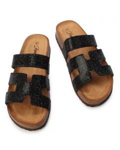 Berk-32 Rhinestones Sandal Black