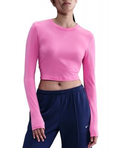 Sportswear Chill Knit Slim Long-Sleeve Cropped Top Playful Pink