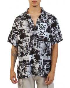 Boyz N The Hood Collage Button-Down Shirt  Black/White