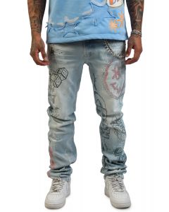 SMOKE RISE Doodle Zig Zag Stitch Pants TP26S442SK-SAND - Shiekh